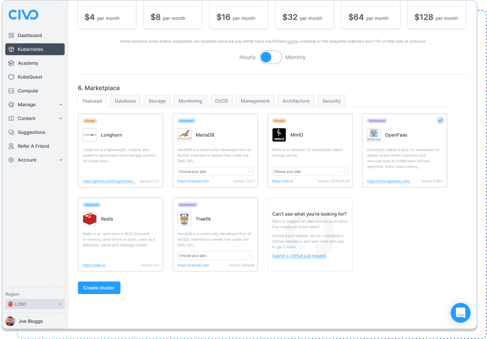 Civo Kubernetes manage page