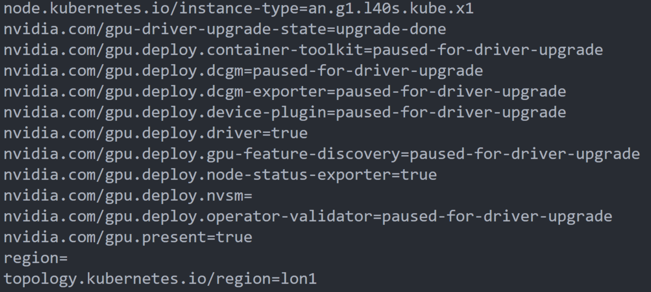 List NVIDIA node labels in Kubernetes